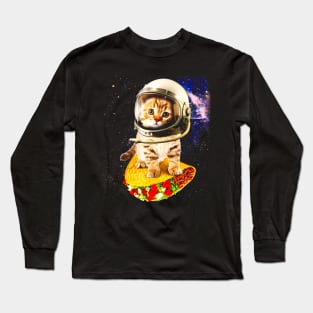 Space Cat Riding Tacos Long Sleeve T-Shirt